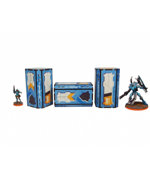 Infinity Prepainted Terrain: District 5 Containers (3) (blue)