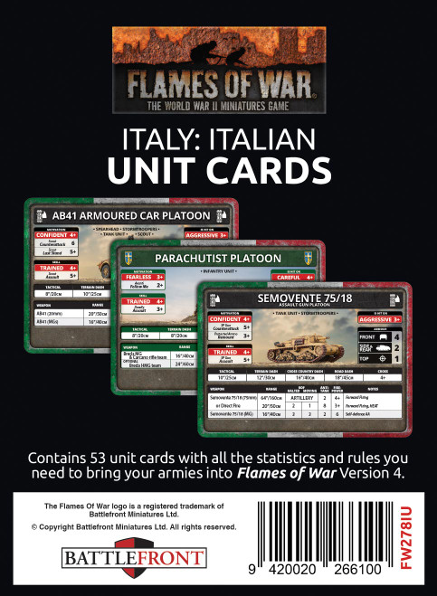 Italian Unit Card Pack (both sides) (53 cards)
