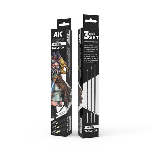 AK Interactive Tabletop Syntethic Brushes Set (3 Brushes)