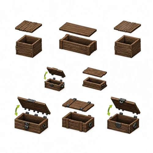 Wooden boxes set 1:48-1:35