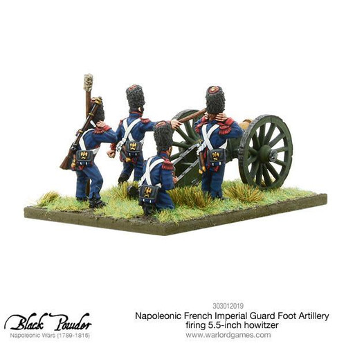 Napoleonic French Imperial Guard Foot Artillery howitzer firing