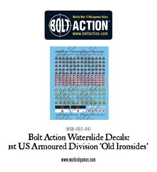 US 1st US Armoured Division 'Old Ironsides' - Decal Sheet - 28mm