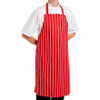 Bib Apron Butchers Stripe Red 70cm x 97cm