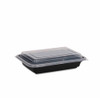 Microwave Container Rectangle PP (456ml/16oz) Black Base Clear Lid