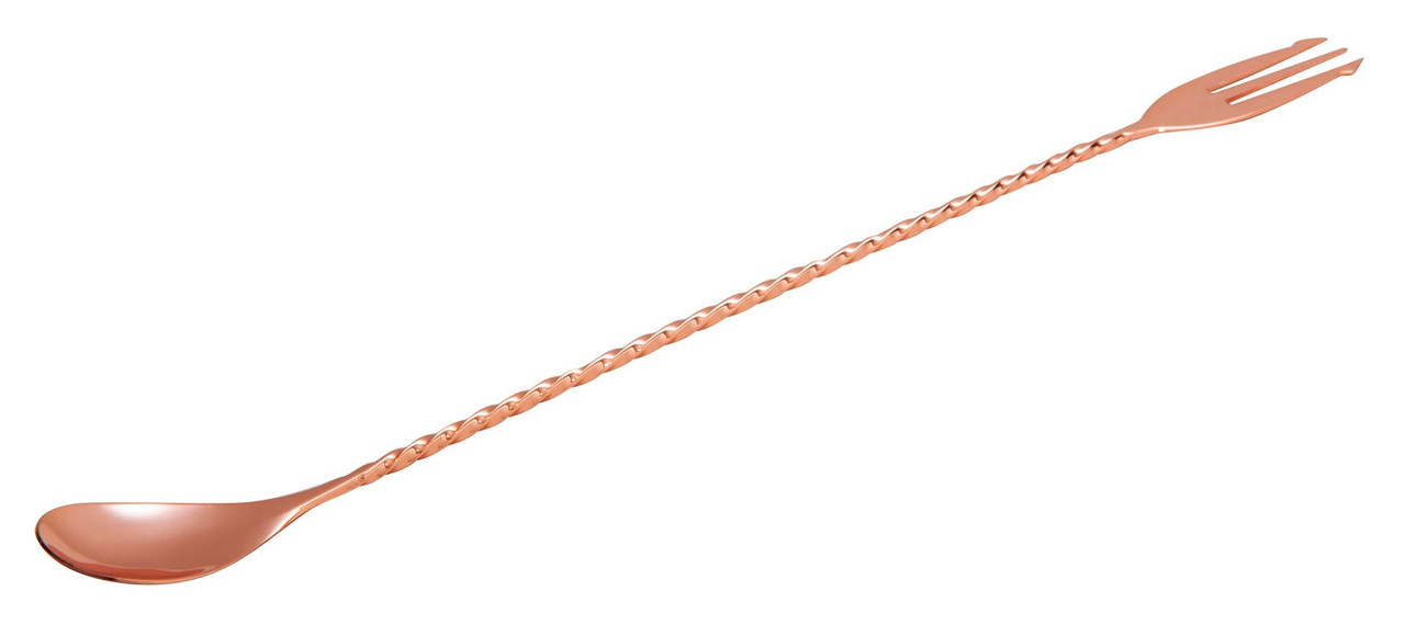 Mezclar 300mm Cocktail Spoon with Fork Copper Plated