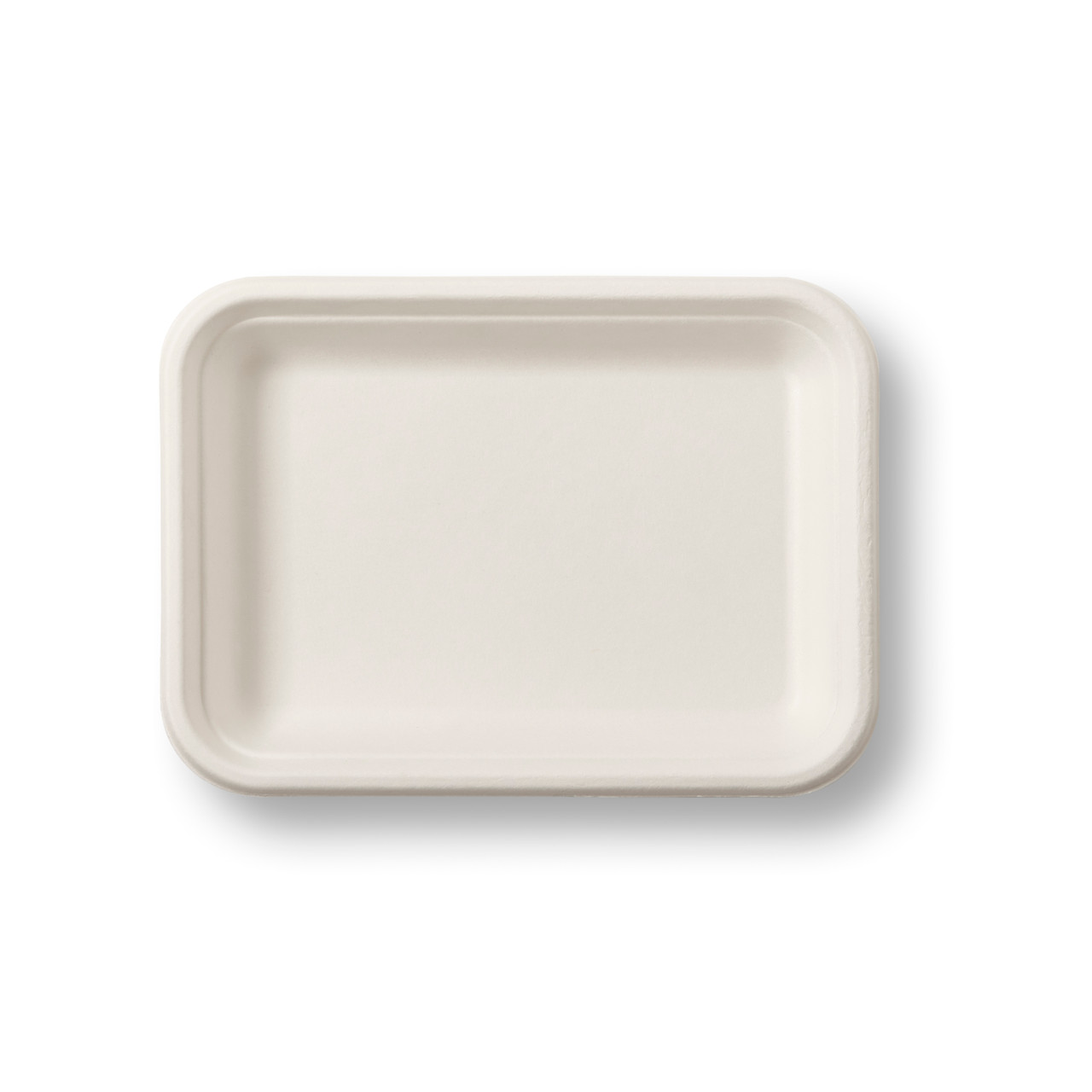 Bagasse Chip Tray (185x135x23mm/7x5") White (C2-Shallow)