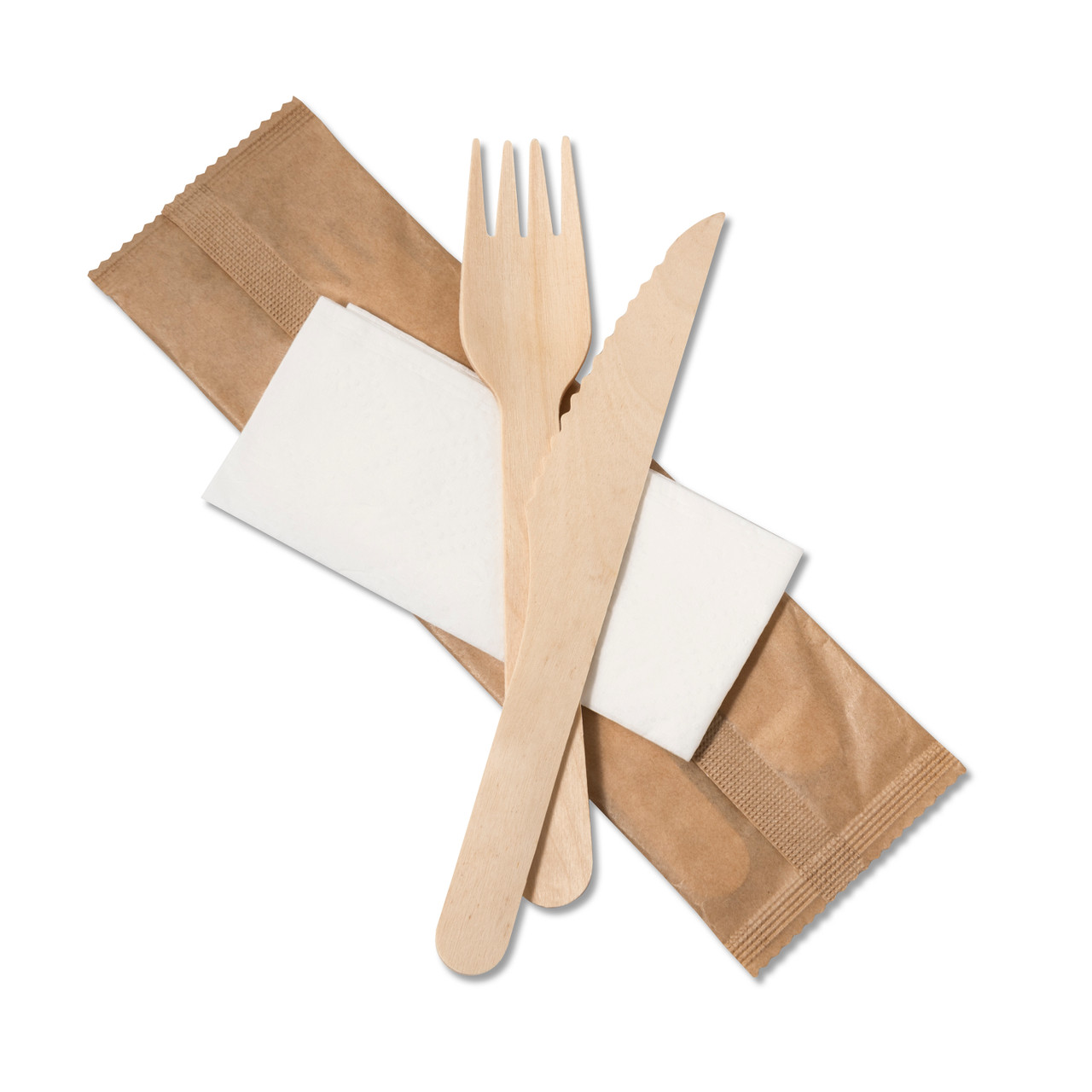 Birchwood 3in1 Fork+Knife+ 2Ply Napkin