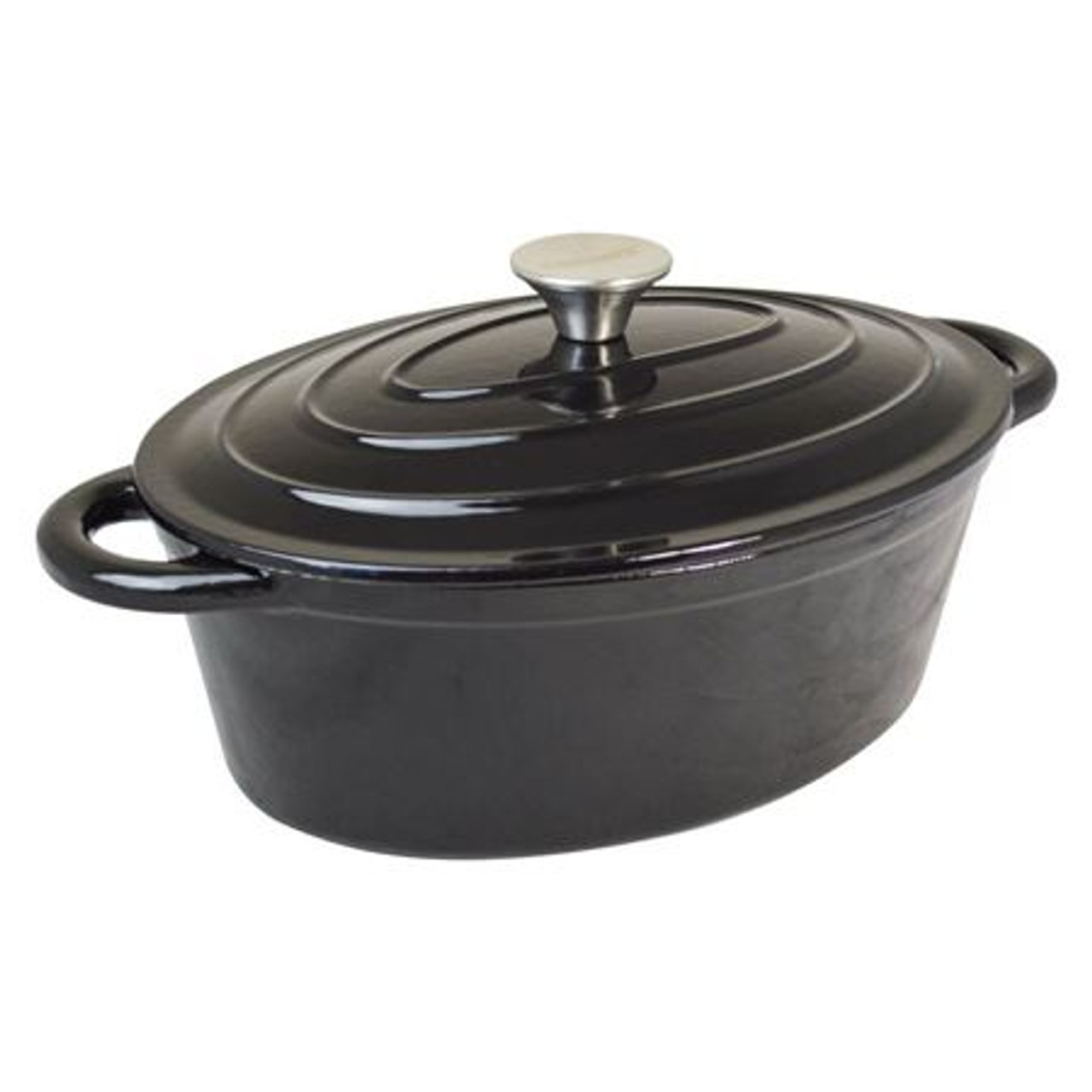 Black Cast Iron Oval Casserole 24cm