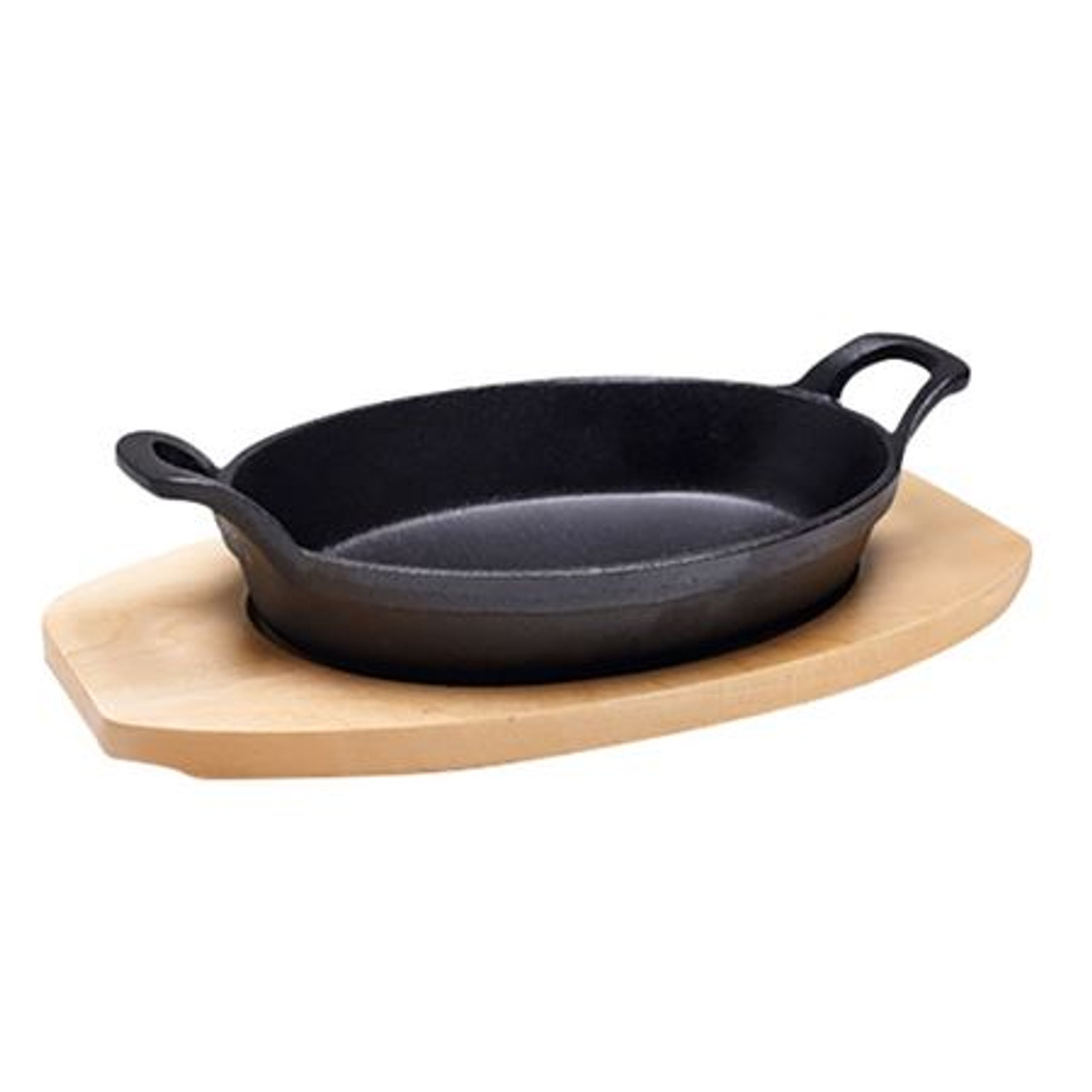 Cast Iron Sizzle dish and Trivet oval 21x15cm