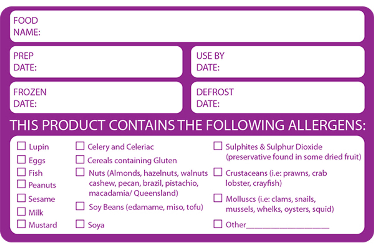 Allergen Date Info Label – 60 x 95mm