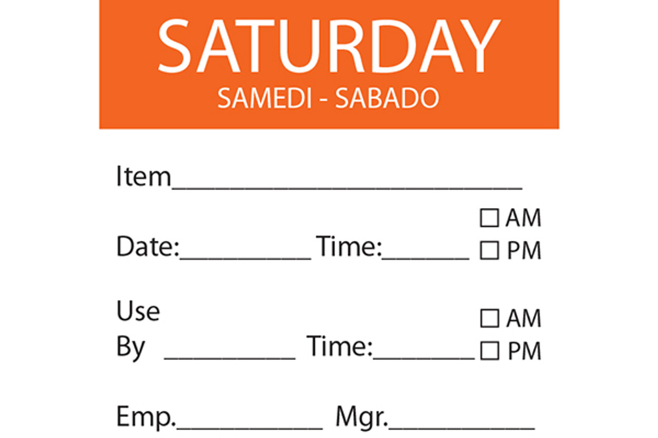 SATURDAY Day Label 50 x 50mm