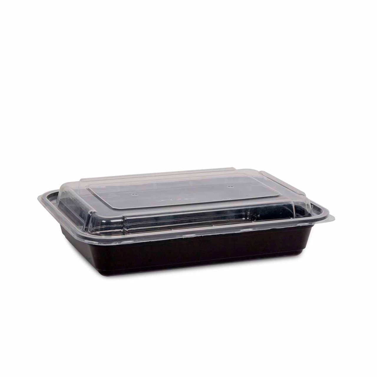 Microwave Container Rectangle PP (795ml/28oz) Black Base Clear Lid
