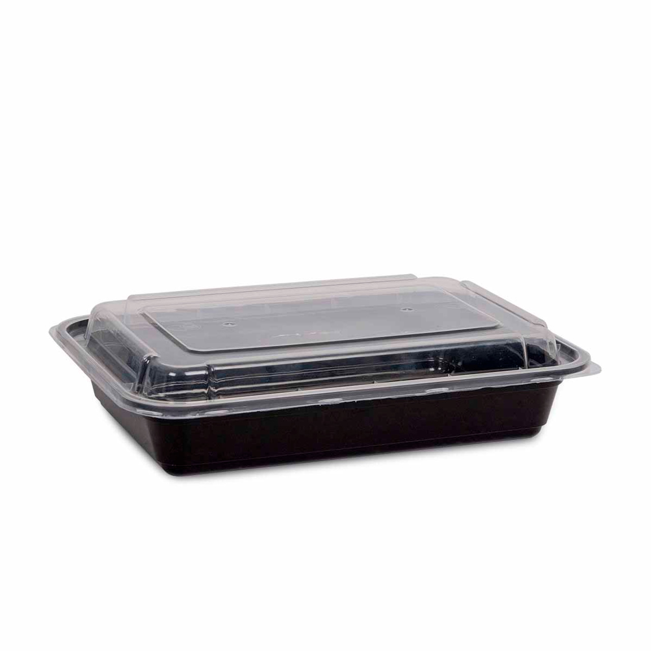 Microwave Container Rectangle PP (909ml/32oz) Black Base Clear Lid 