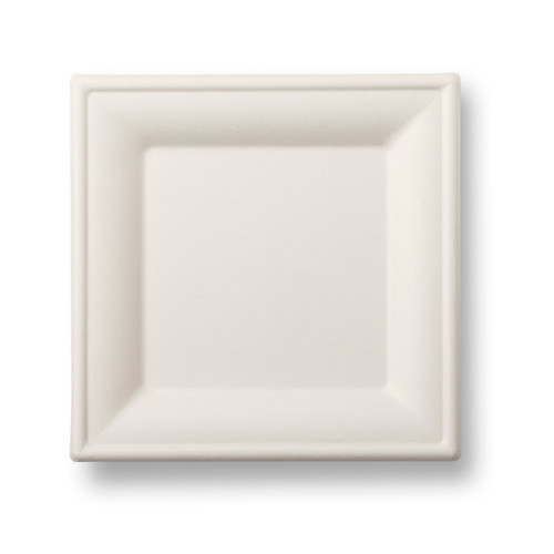 Bagasse Plate Square (200mm/8") White