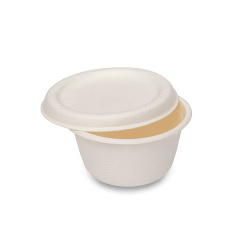 Bagasse Portion Pot + Lid  (59ml/2oz) White