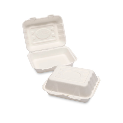 Bagasse F+C Box (190x150x70mm/7.5x6x2.5") Small White (HB9)