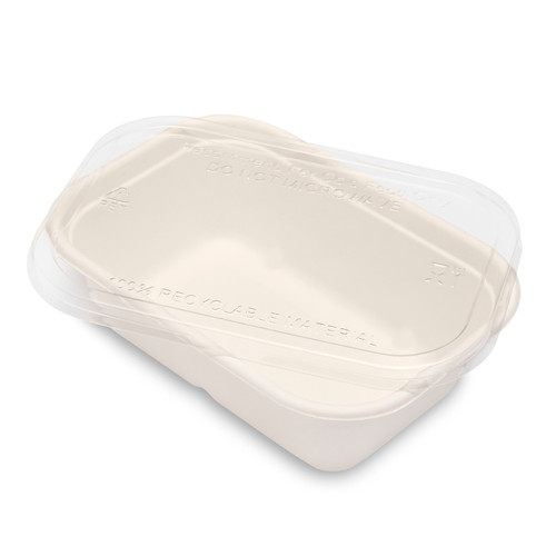 Bagasse Cont/Lid (178x123x52mm-650ml/22oz) White/Clear