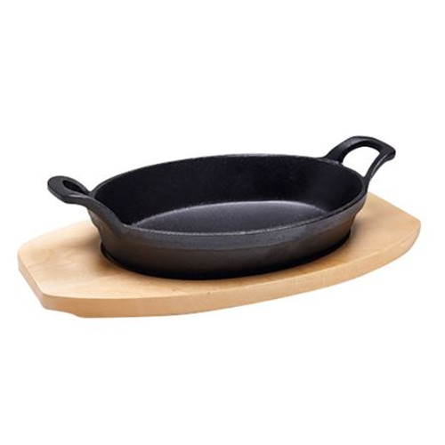 Cast Iron Sizzle dish and Trivet oval 21x15cm