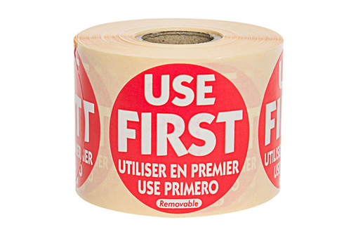 Red ‘Use First’ Label - 50mm Round