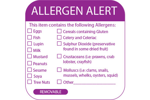 Allergen Alert Label - 50 x 50mm