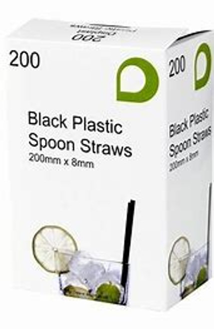Black Spoon Straws 8mm x 200mm 