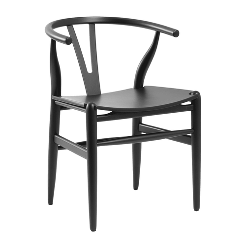 Wishbone Style Arm Chair Satin Black 