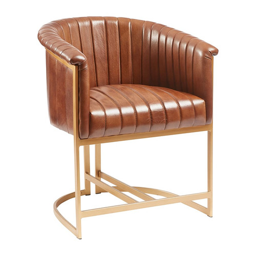 Nolan Arm Chair - Genuine Pecan Brown Leather 
