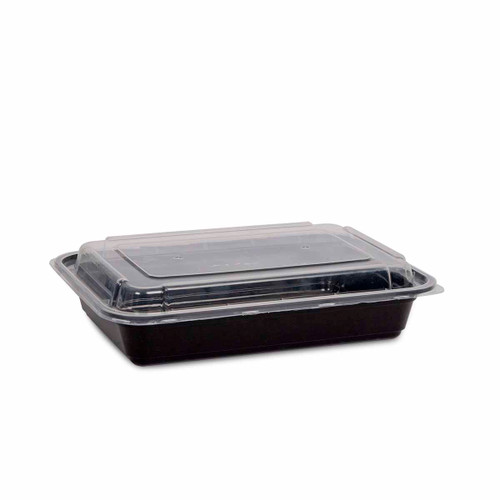 Microwave Container Rectangle PP (795ml/28oz) Black Base Clear Lid