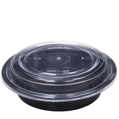 Microwave Container Round PP (456ml/16oz) Black Base