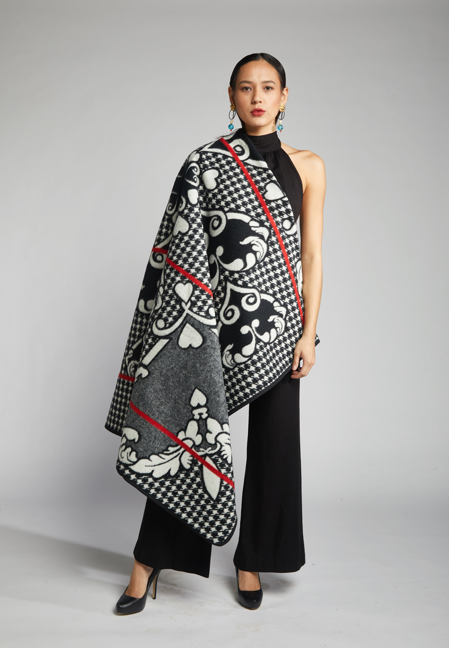 Basotho Heritage Blanket Scarf - Coffee Heart