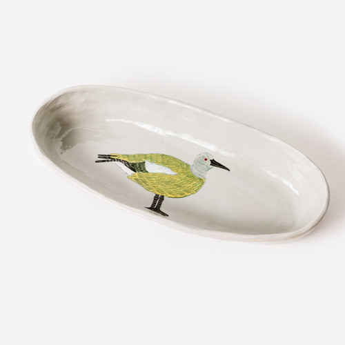 Black-billed Bird Oval Ceramic Platter