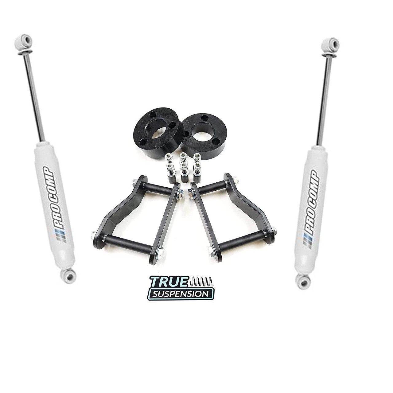 Compatible with Nissan Xterra 05-14 Complete Lift Kit Front 3" Polyurethane Strut Spacers - Rear 2" Lift Shackle Kit - Rear ProComp Es9000 Nitro Shocks 2WD 4WD