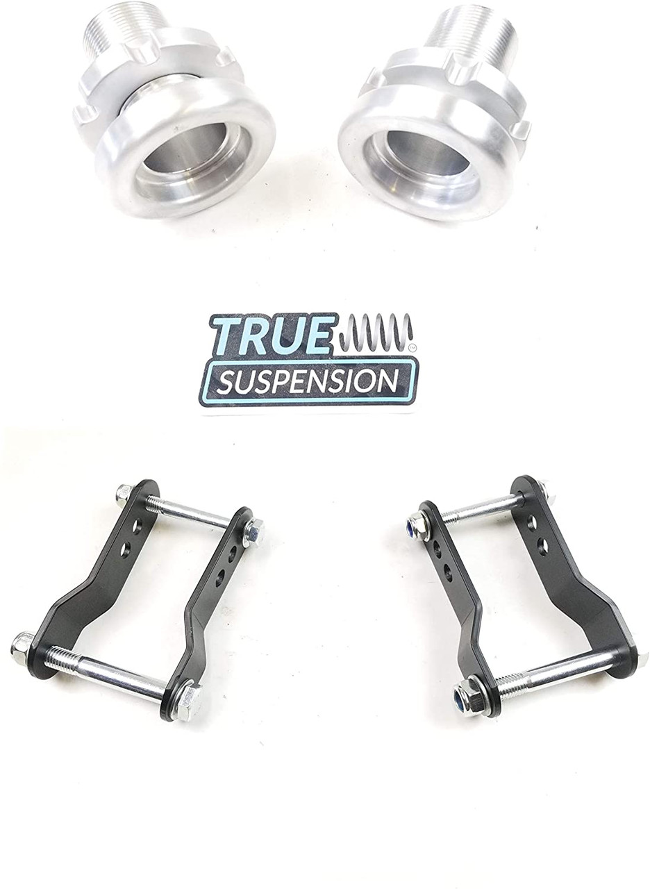 Compatible with Toyota Tacoma Pickup Truck 96-04 Complete Lift kit Front Billet Aluminum Adjustable 2" Lift Coil Spring Spacers - Rear Adjustable 1-1.75" Shackle Leveling Kit 2WD 5LUG