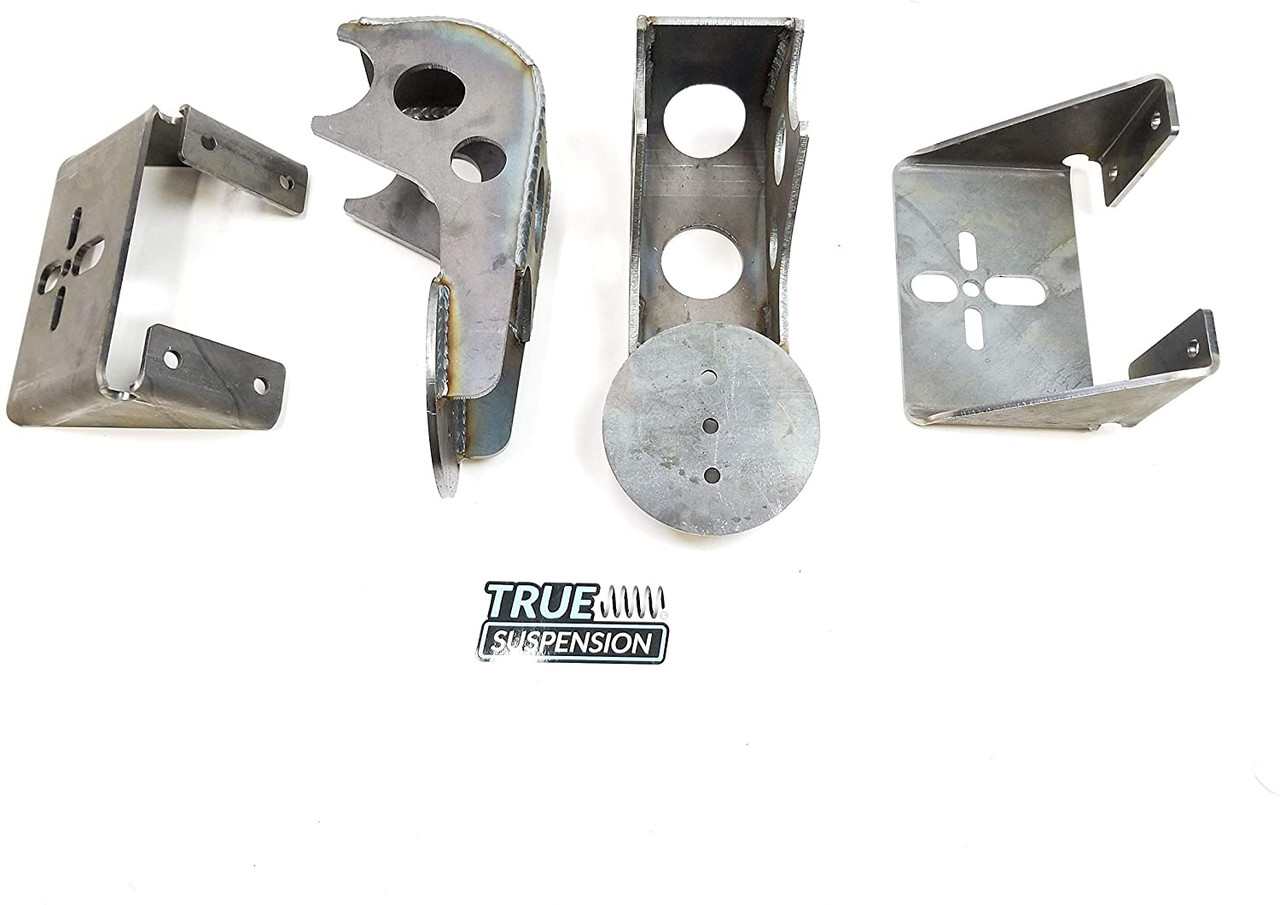 Rear Universal Air Ride Suspension Weld-on Axle Brackets with 2600 Series Air Springs Kit Drop Low for 4 Link Set-up