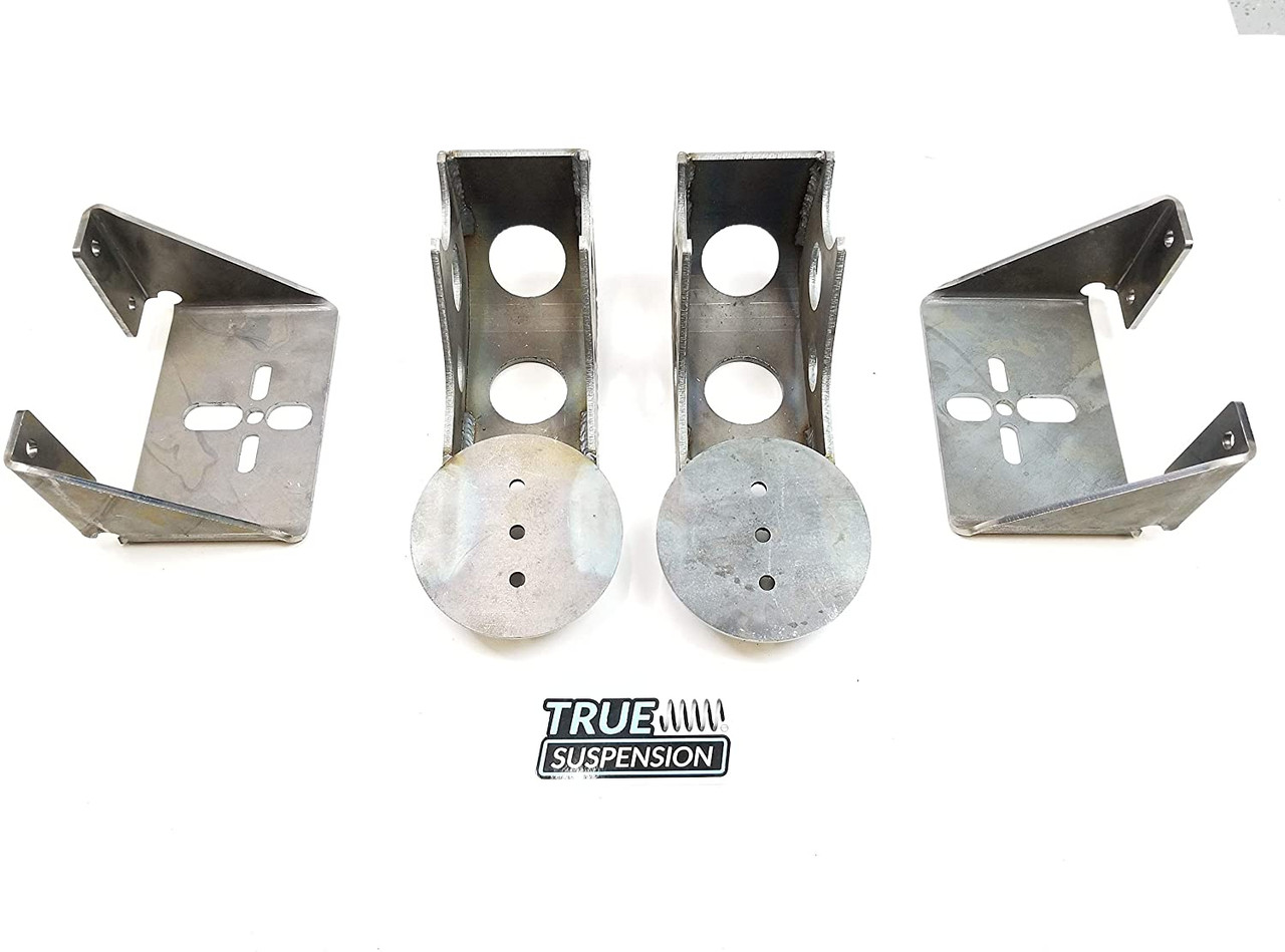 Rear Universal Air Ride Suspension Weld-on Axle Brackets with 2600 Series Air Springs Kit Drop Low for 4 Link Set-up