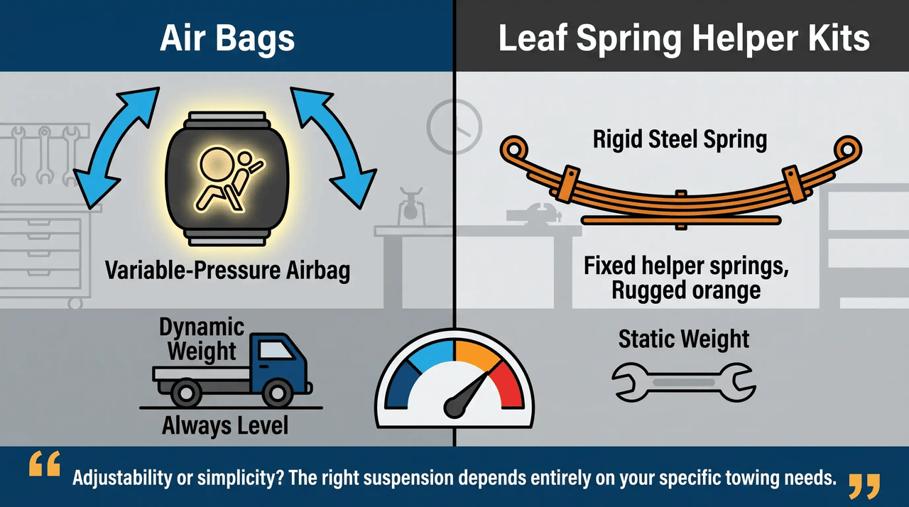 Air Bags vs. Leaf Spring Helper Kits: Which Wins?