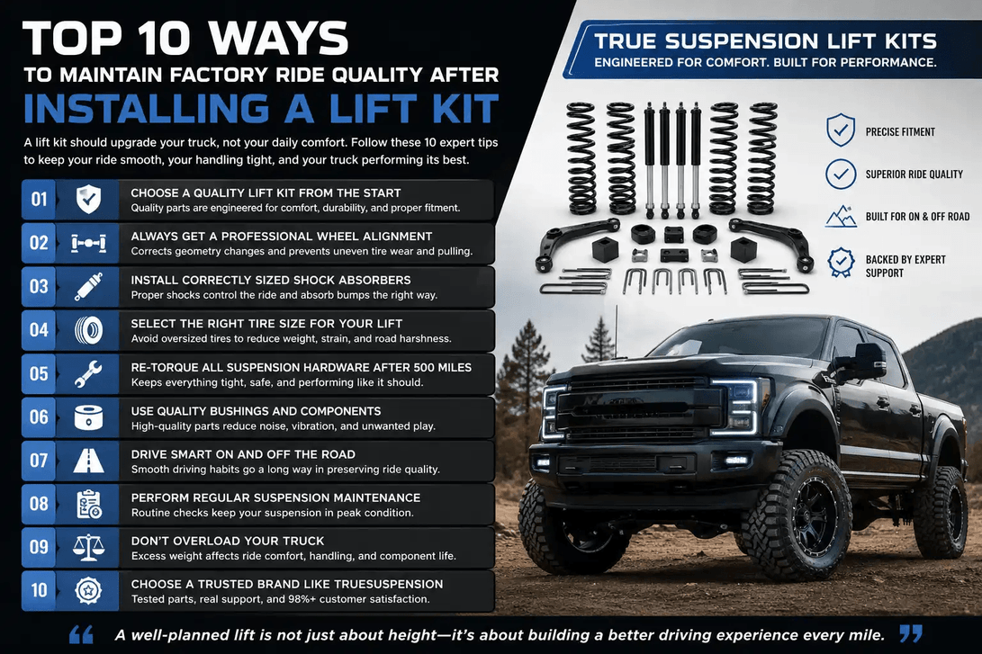 Top 10 Ways to Maintain Factory Ride Quality After Installing a Lift Kit