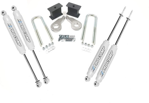 Compatible with Chevrolet GMC Suburban Tahoe Yukon SUV 92-99 Complete Lift kit Front Adjustable 1-3" Torsion Keys + 2" Lift Steel Block Kit + Set of ProComp Es9000 Nitrogen Charged Shocks 4wd