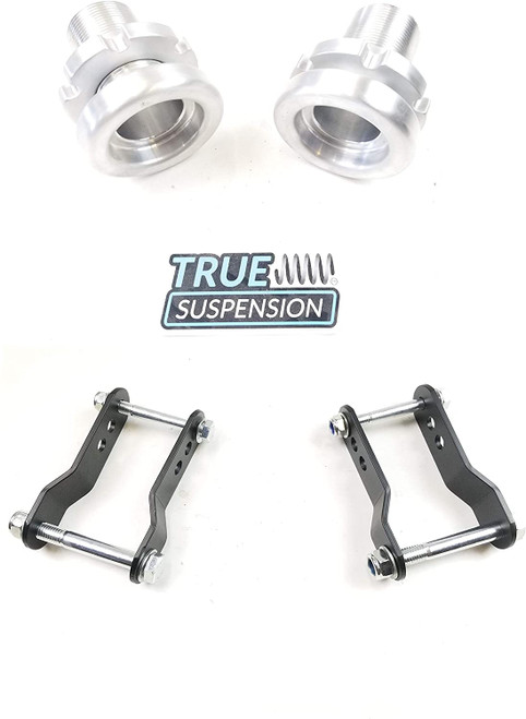 Compatible with Toyota Tacoma Pickup Truck 96-04 Complete Lift kit Front Billet Aluminum Adjustable 2.5" Lift Coil Spring Spacers - Rear Adjustable 1-1.75" Shackle Leveling Kit 2WD 5LUG