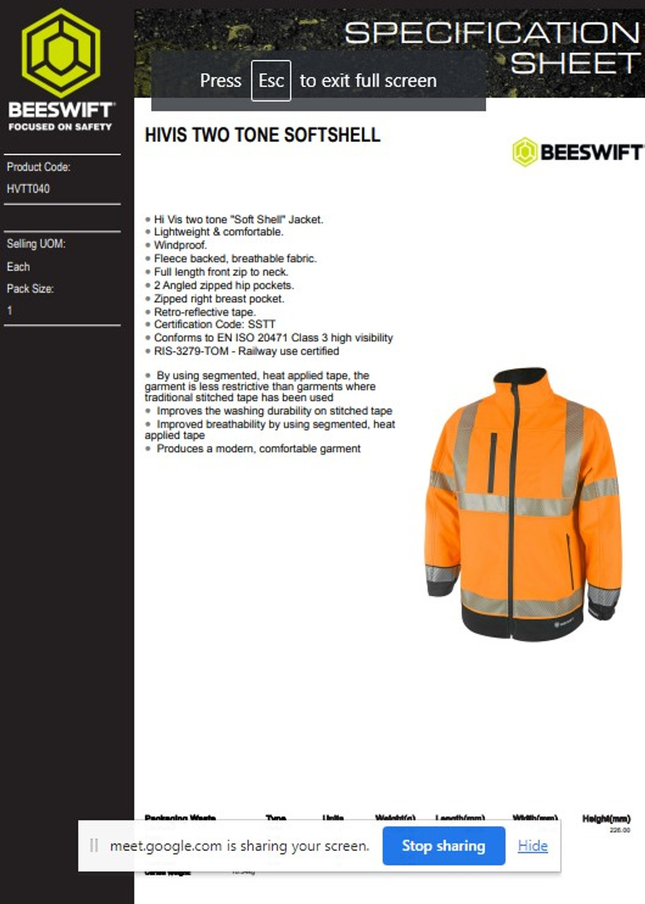 Beeswift Men's Hi Vis Two Tone Soft Shell Jacket Orange Black