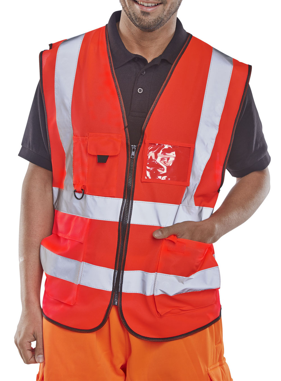 Beeswift Hi Vis Vest Waistcoat Class 1 En Iso 20471 Red