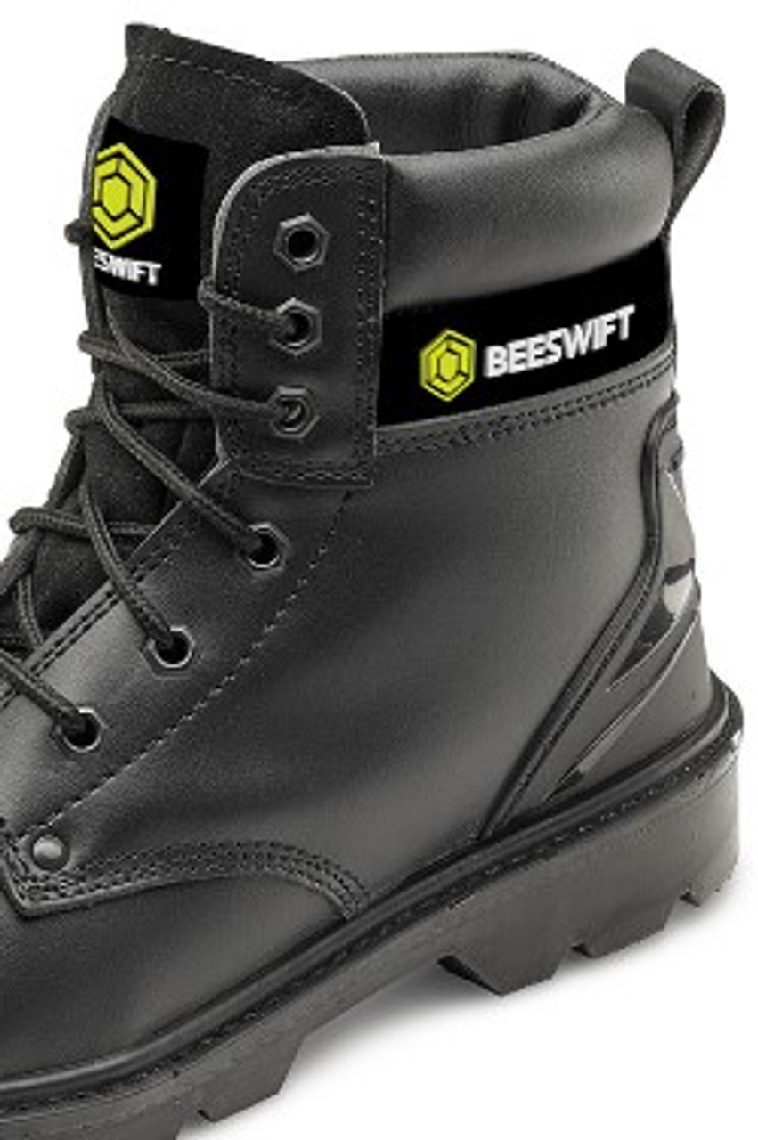 Beeswift Men's Steel Toe Cap Smooth Leather 6 Inch Boot Black