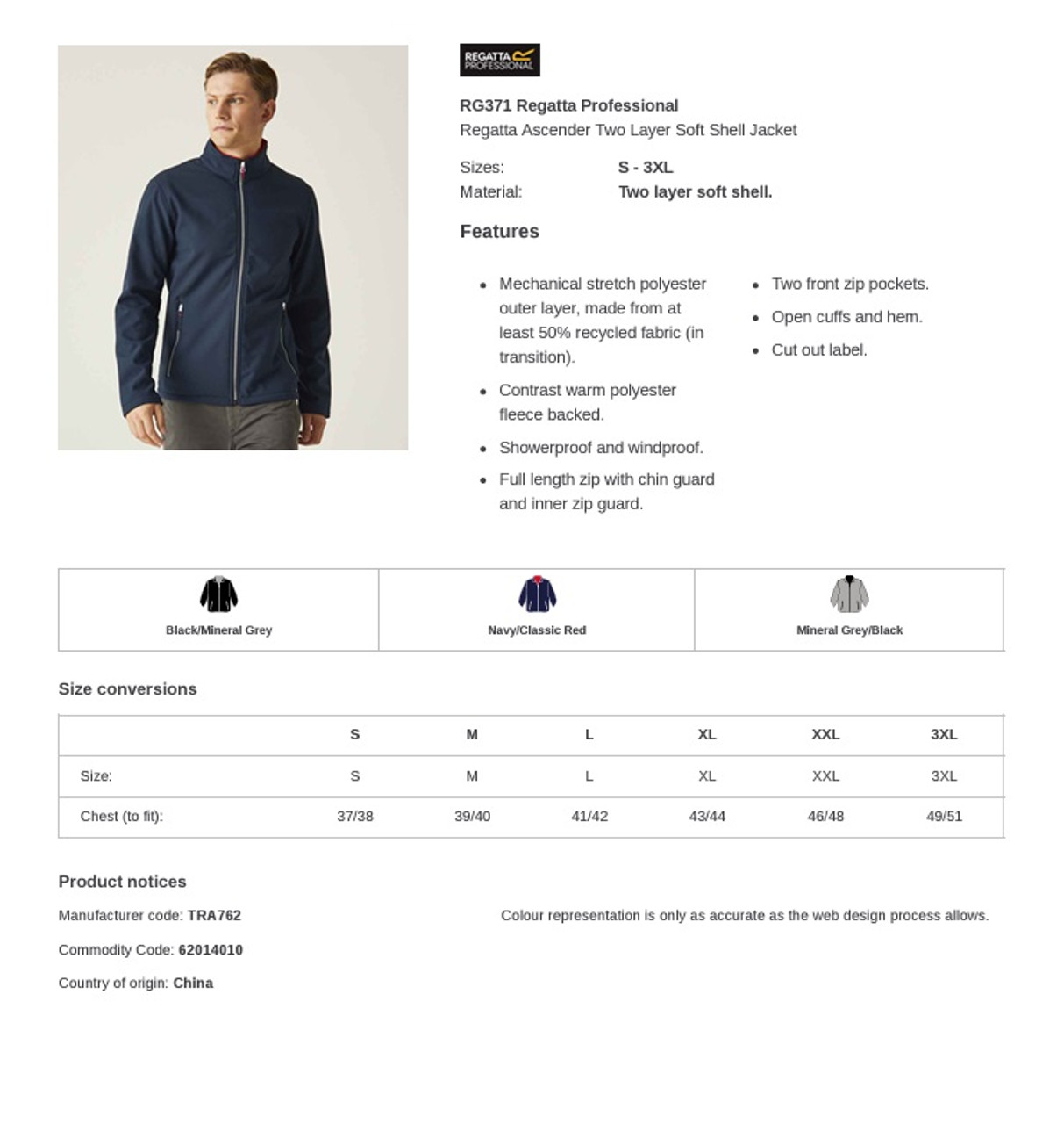 Mens Regatta Ascender Two Layer Soft Shell Jacket