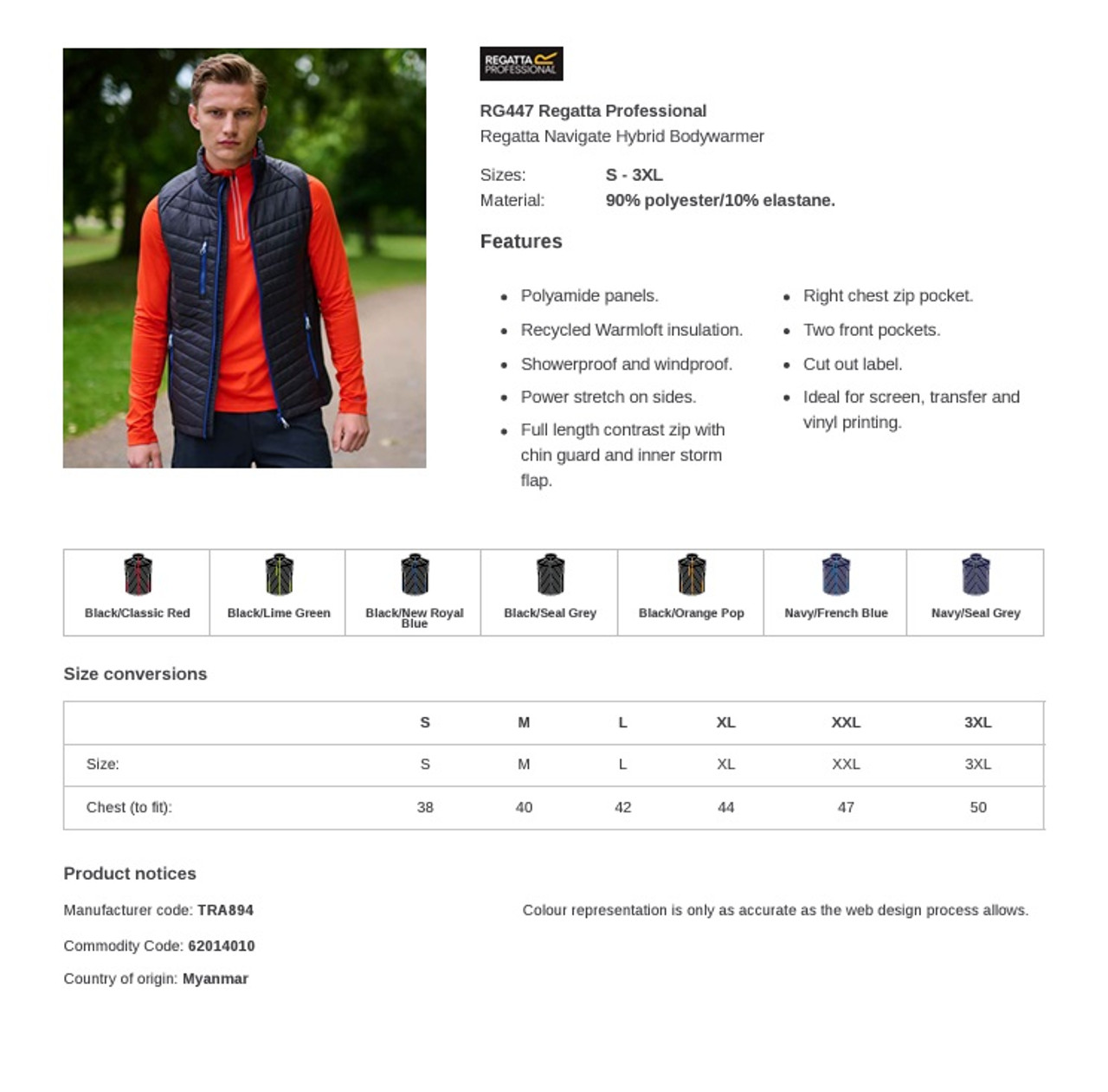 Mens Regatta Navigate Showerproof Hybrid Bodywarmer