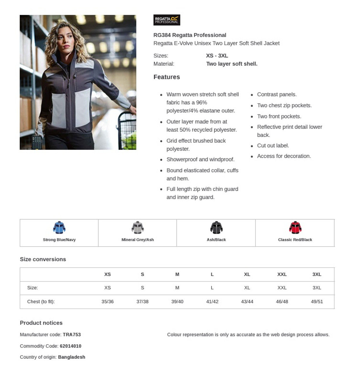 Unisex Regatta E-Volve Two Layer Soft Shell Jacket