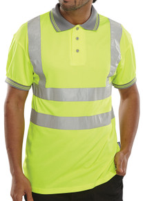 Beeswift Men's Hi Vis Polo Shirt Short Sleeve Yellow