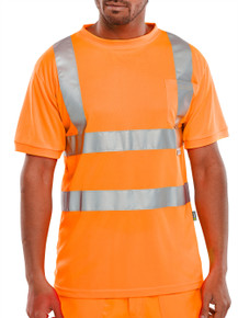 Beeswift Men's Hi Vis Crew Neck T-Shirt Short Sleeve Orange