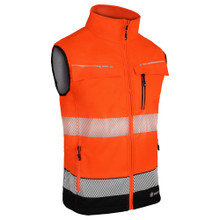 Beeswift Deltic Men's Hi Vis Softshell Gilet Two Tone Orange Navy