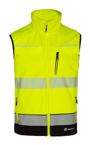 Beeswift Deltic Men's Hi Vis Softshell Gilet Two Tone Yellow Navy