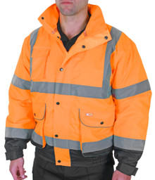 Beeswift Men's Hi Vis Constructor Bomber Jacket Two Tone Orange Navy